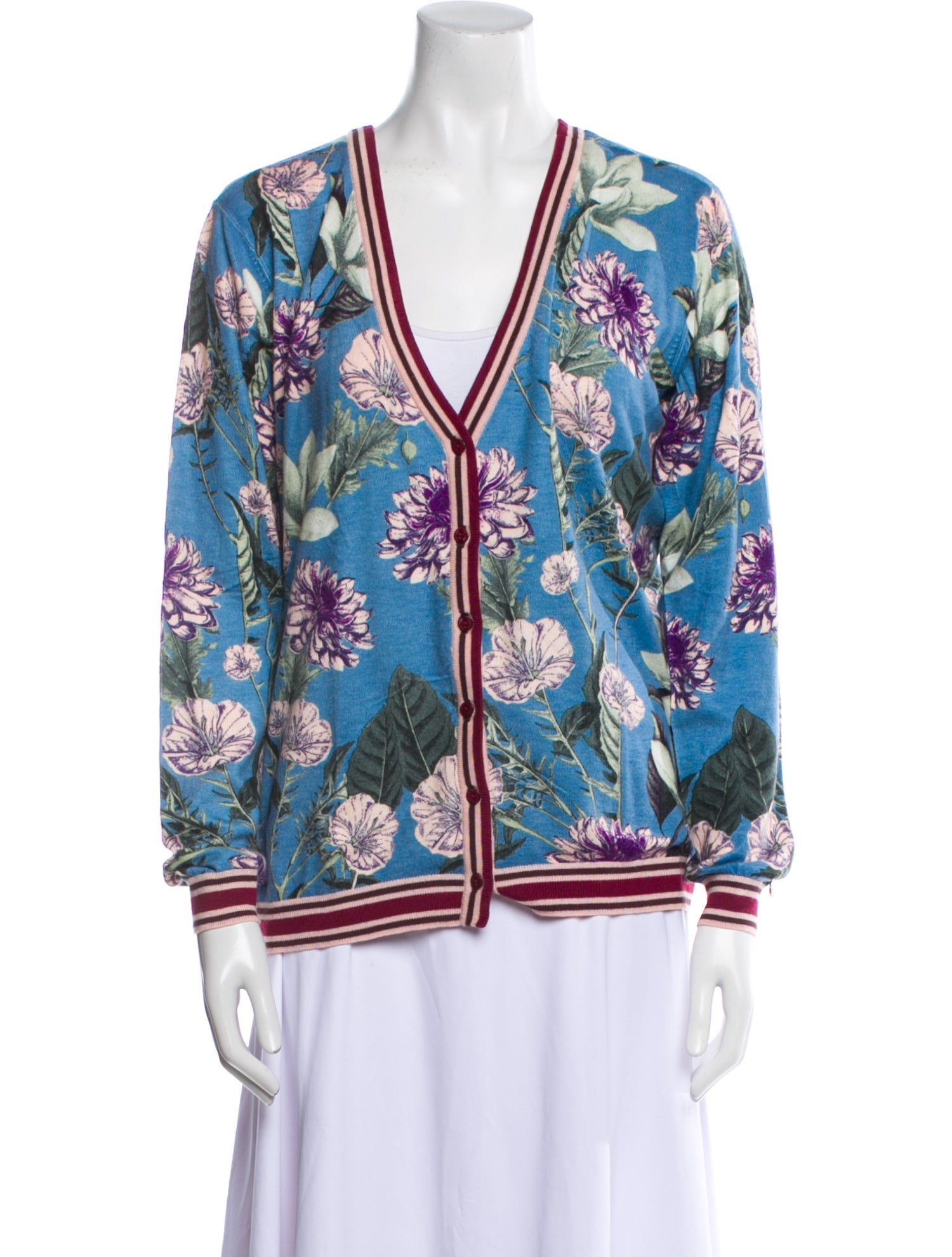 TWINSET Floral Print V-Neck Sweater