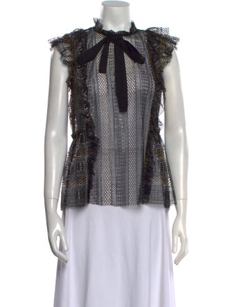 TWINSET Printed Mock Neck Blouse