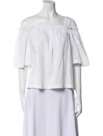 TWINSET Square Neckline Three-Quarter Sleeve Crop Top