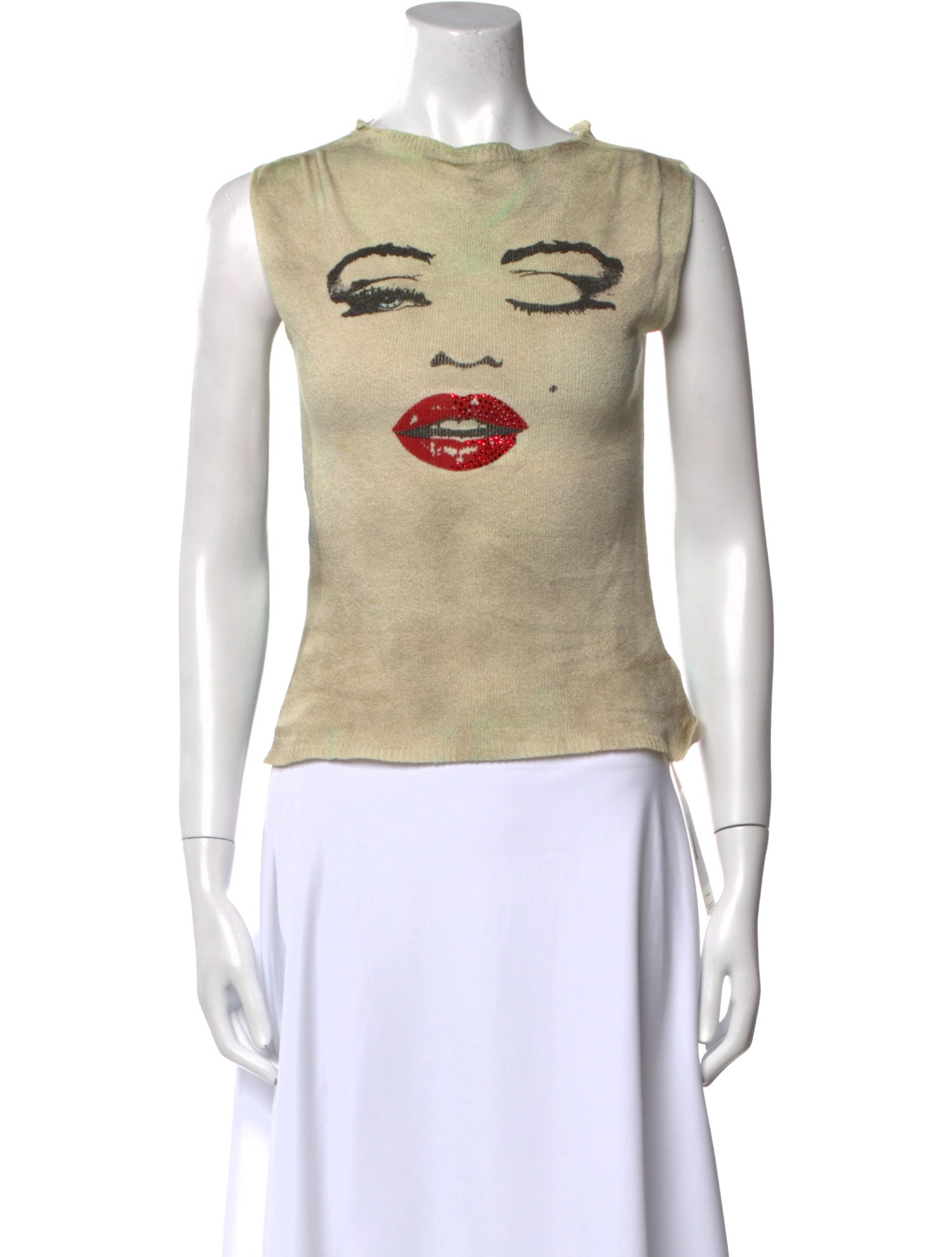 TWINSET Graphic Print Bateau Neckline Top