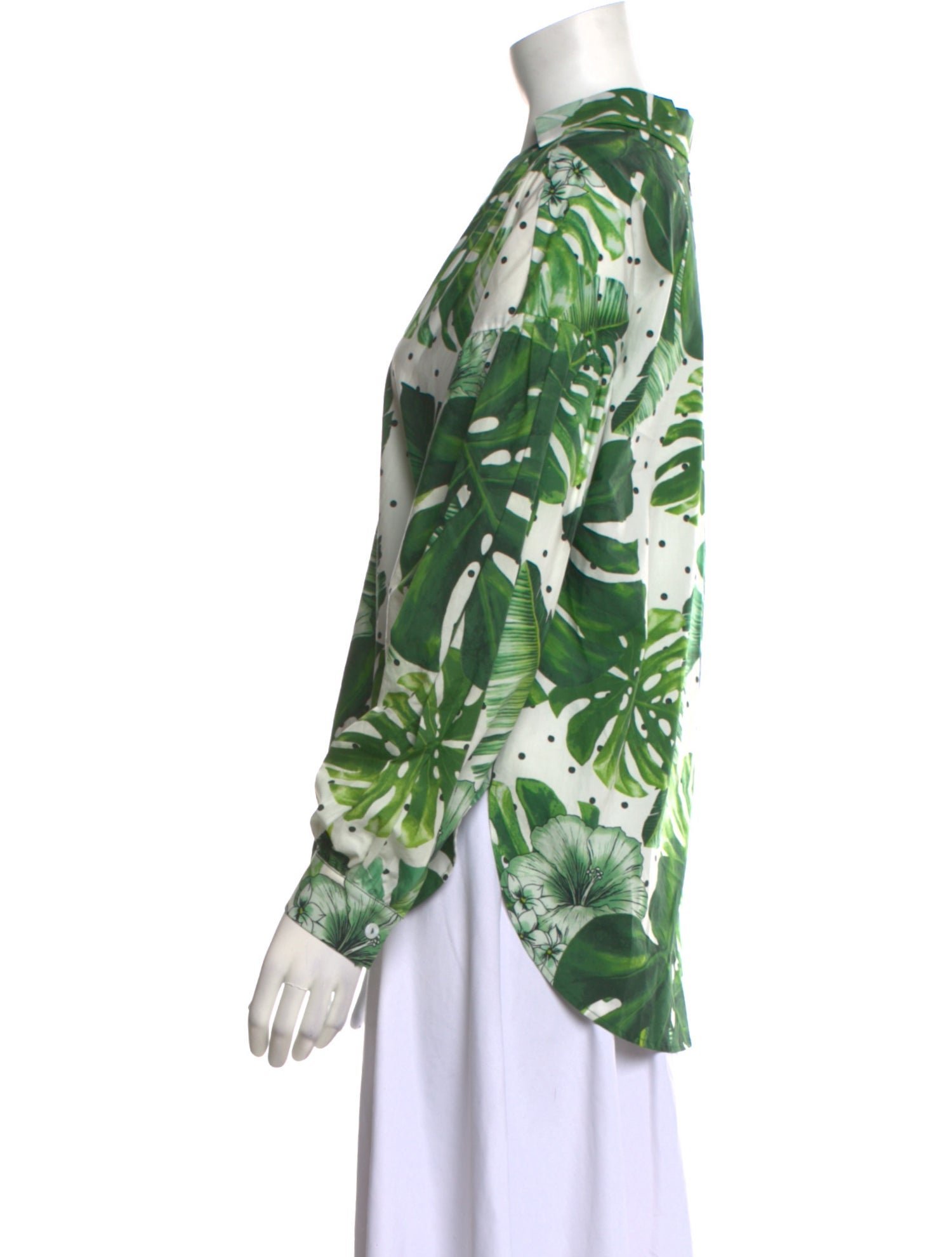 TWINSET Printed V-Neck Button-Up Top w/ Tags