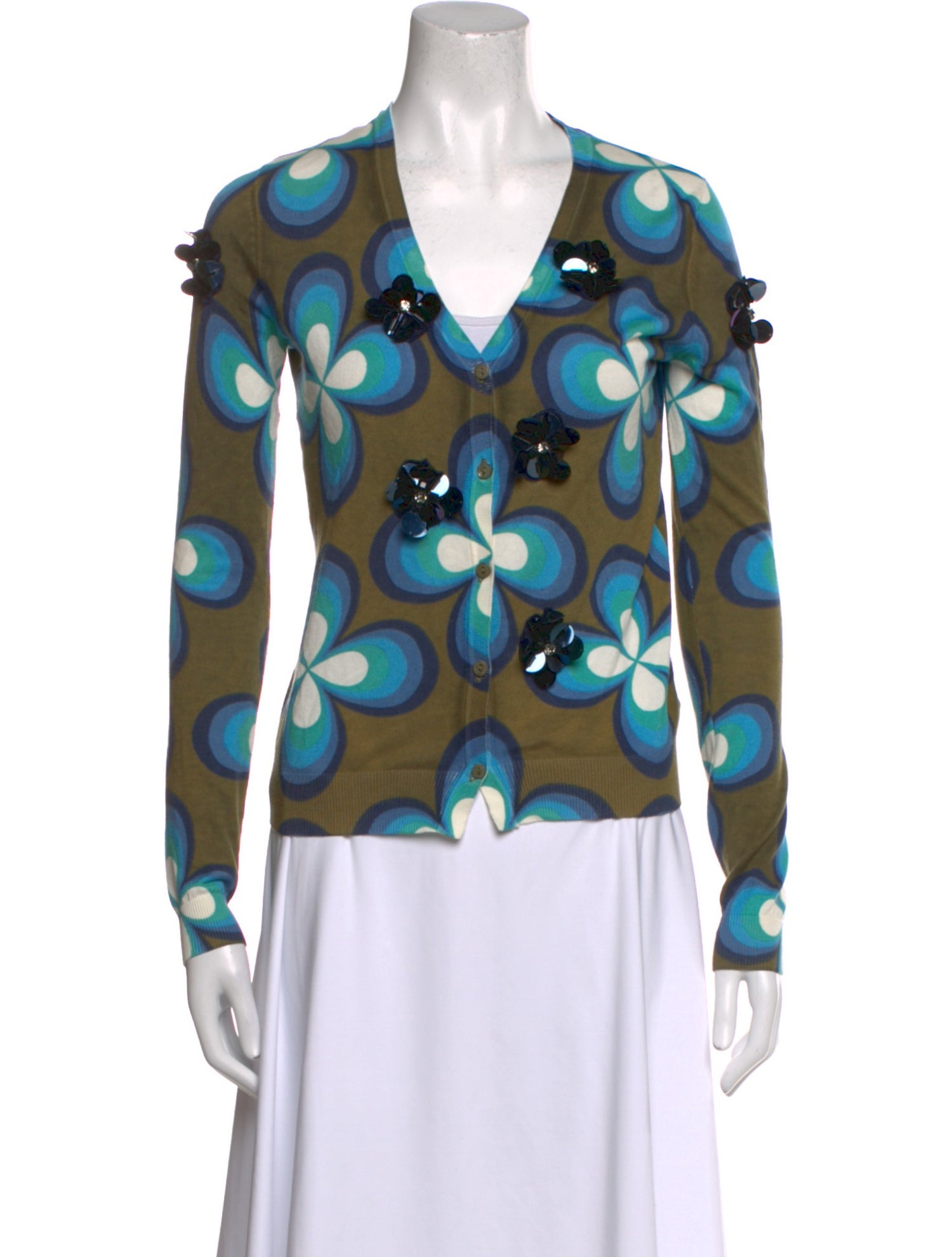 TWINSET Printed V-Neck Sweater