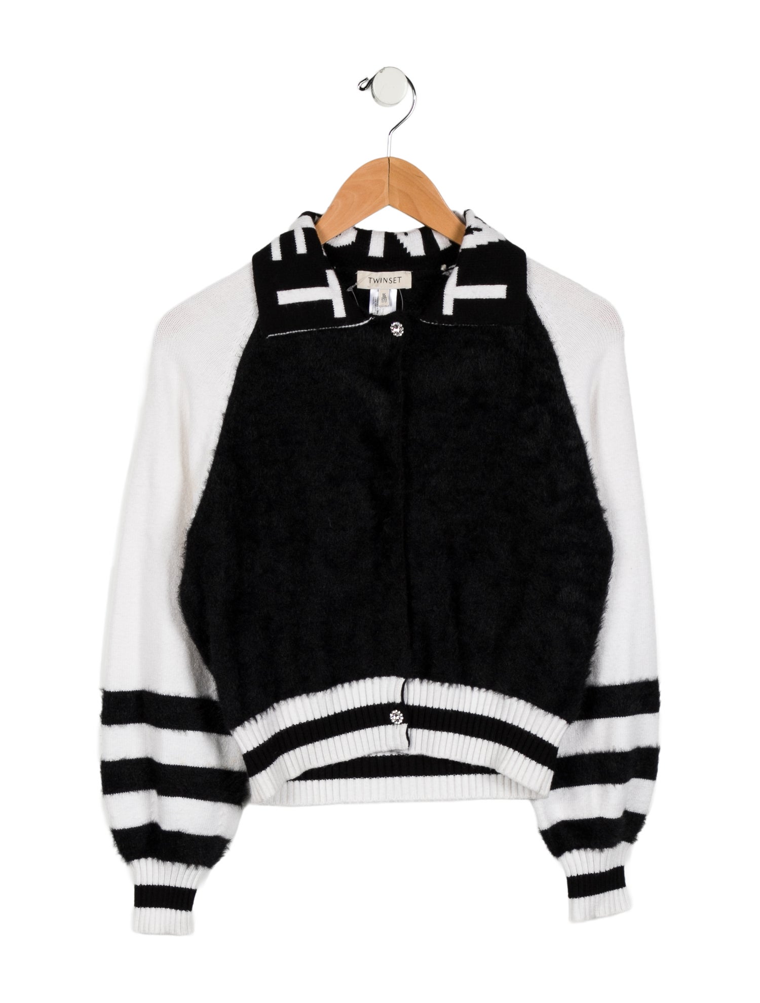 TWINSET Girls' Logo Print Long Sleeve Cardigan