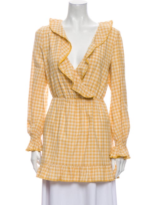 Tularosa Plaid Print Mini Dress Yellow