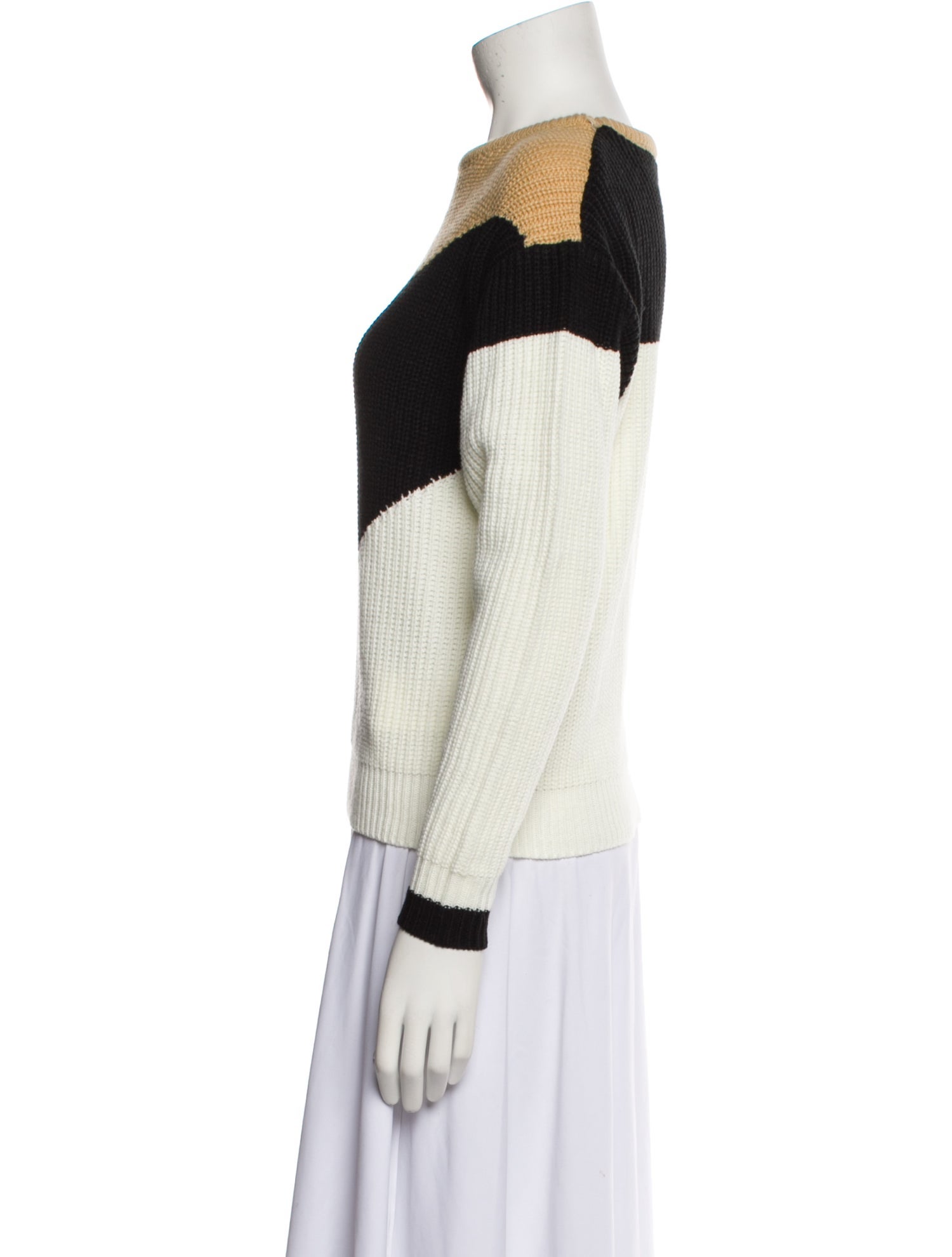 Tularosa Colorblock Pattern Bateau Neckline Sweater
