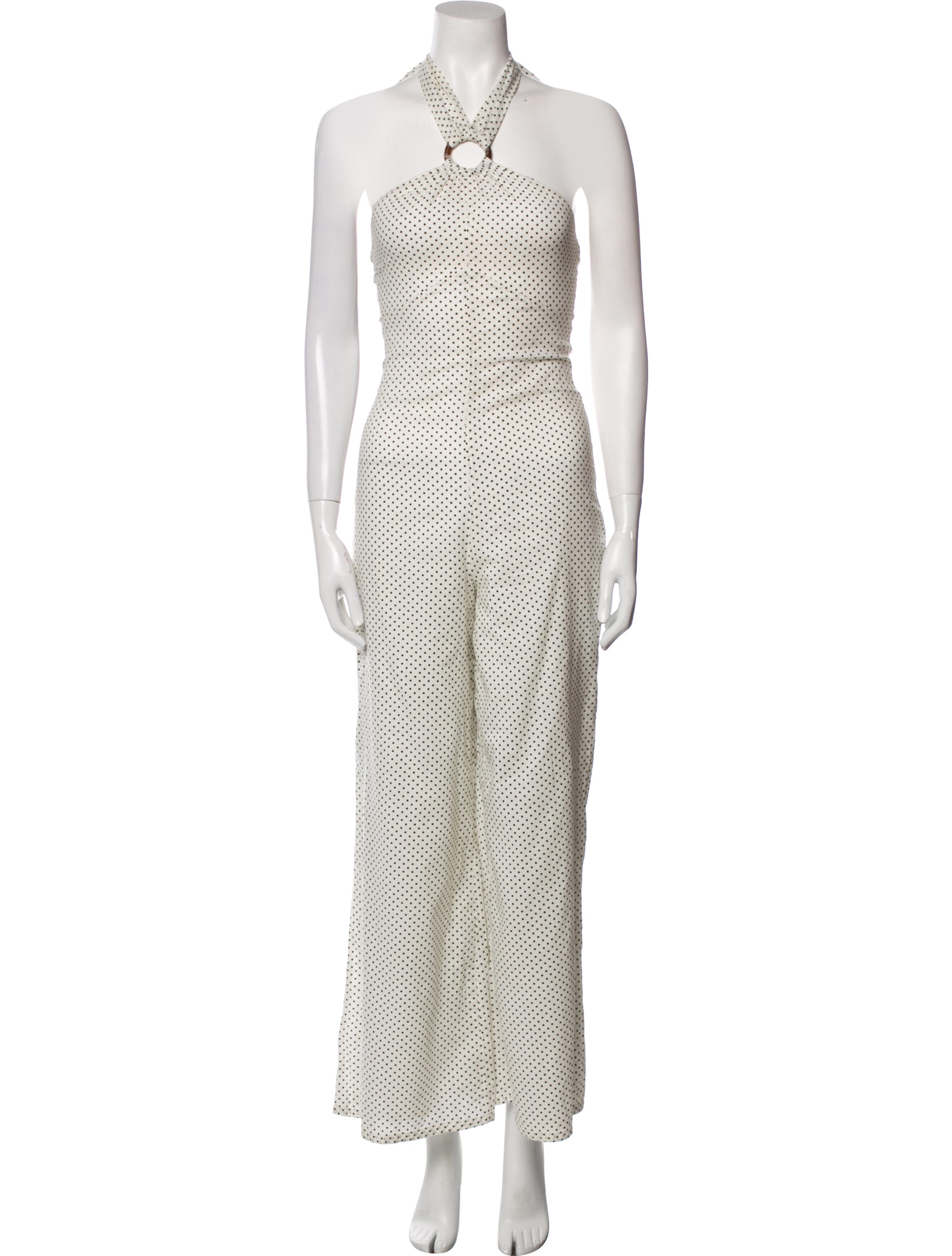 Tularosa Polka Dot Print Halterneck Jumpsuit