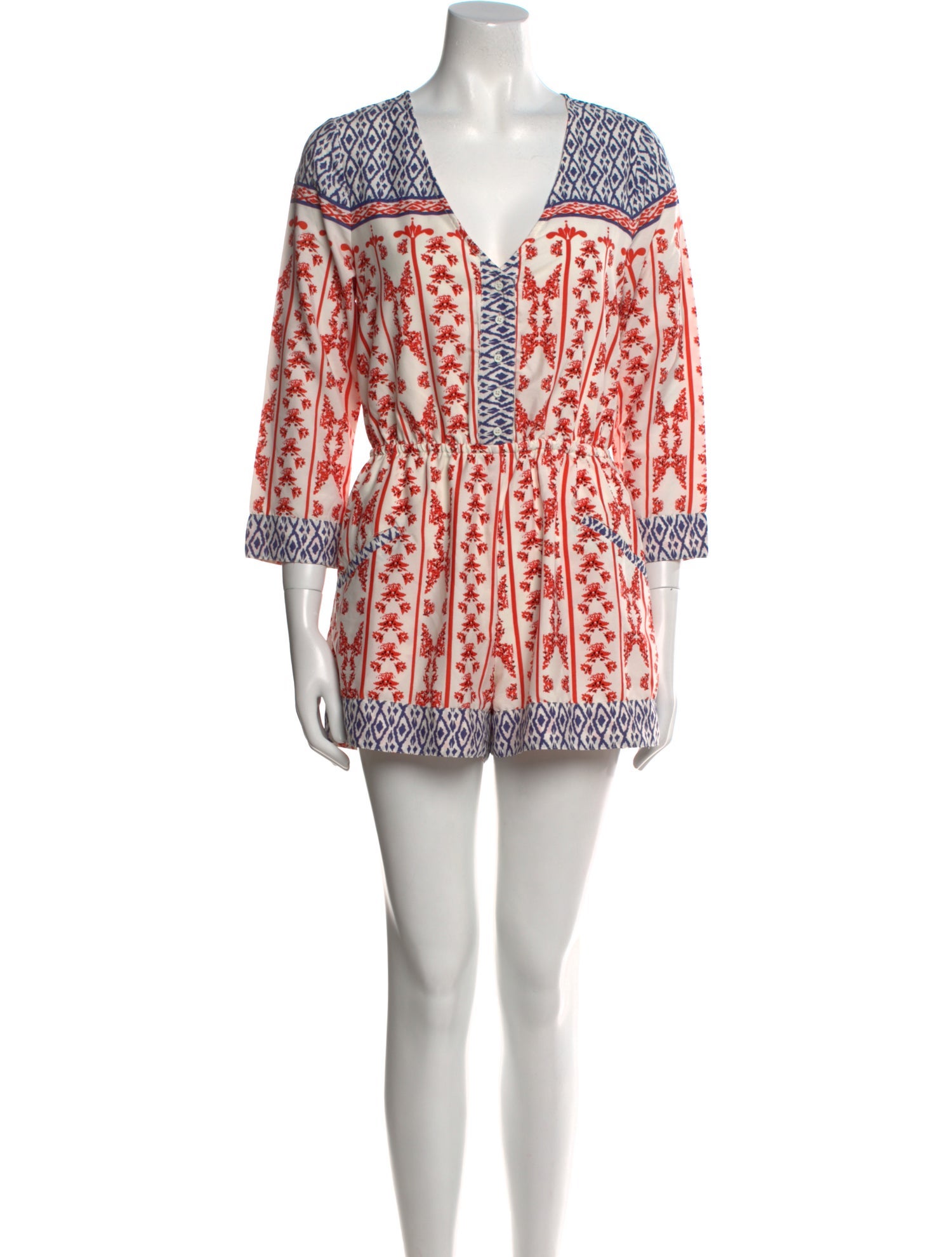 Tularosa Printed Plunge Neckline Romper