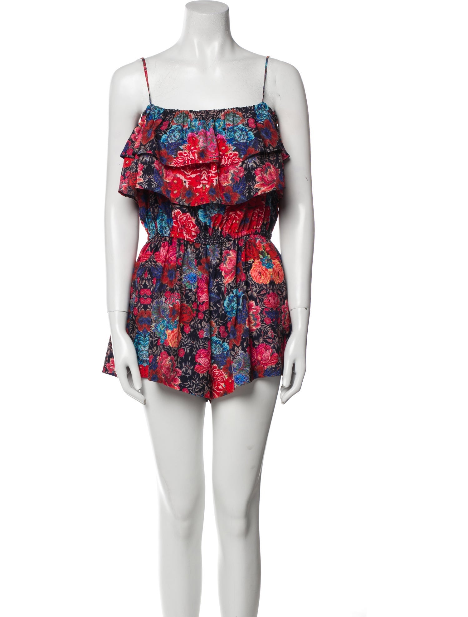 Tularosa Floral Print Square Neckline Romper