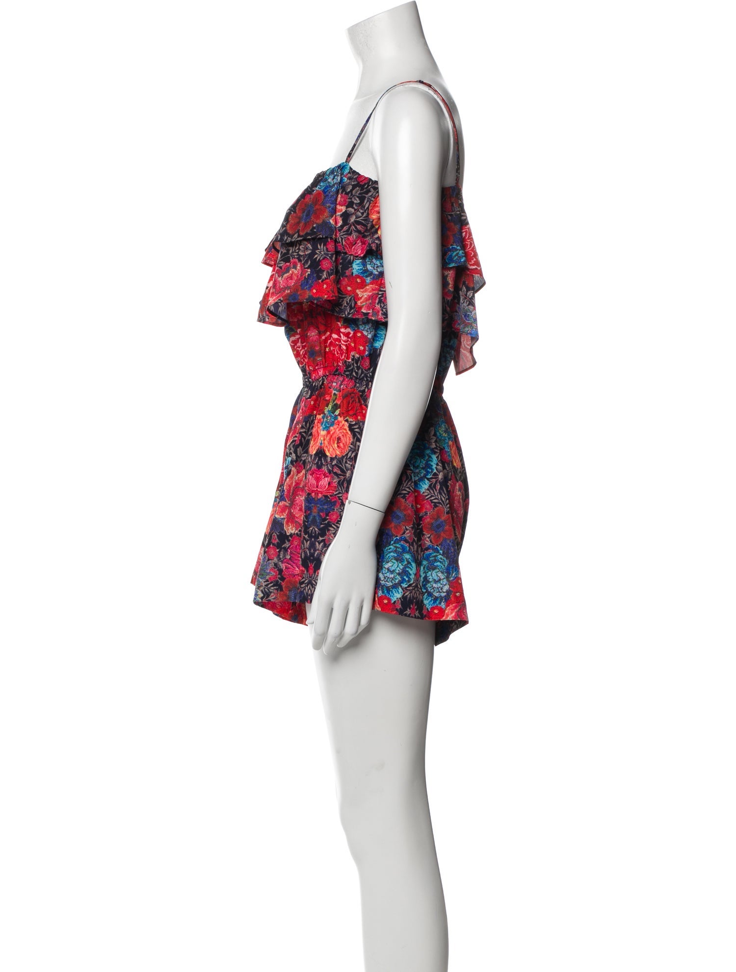 Tularosa Floral Print Square Neckline Romper