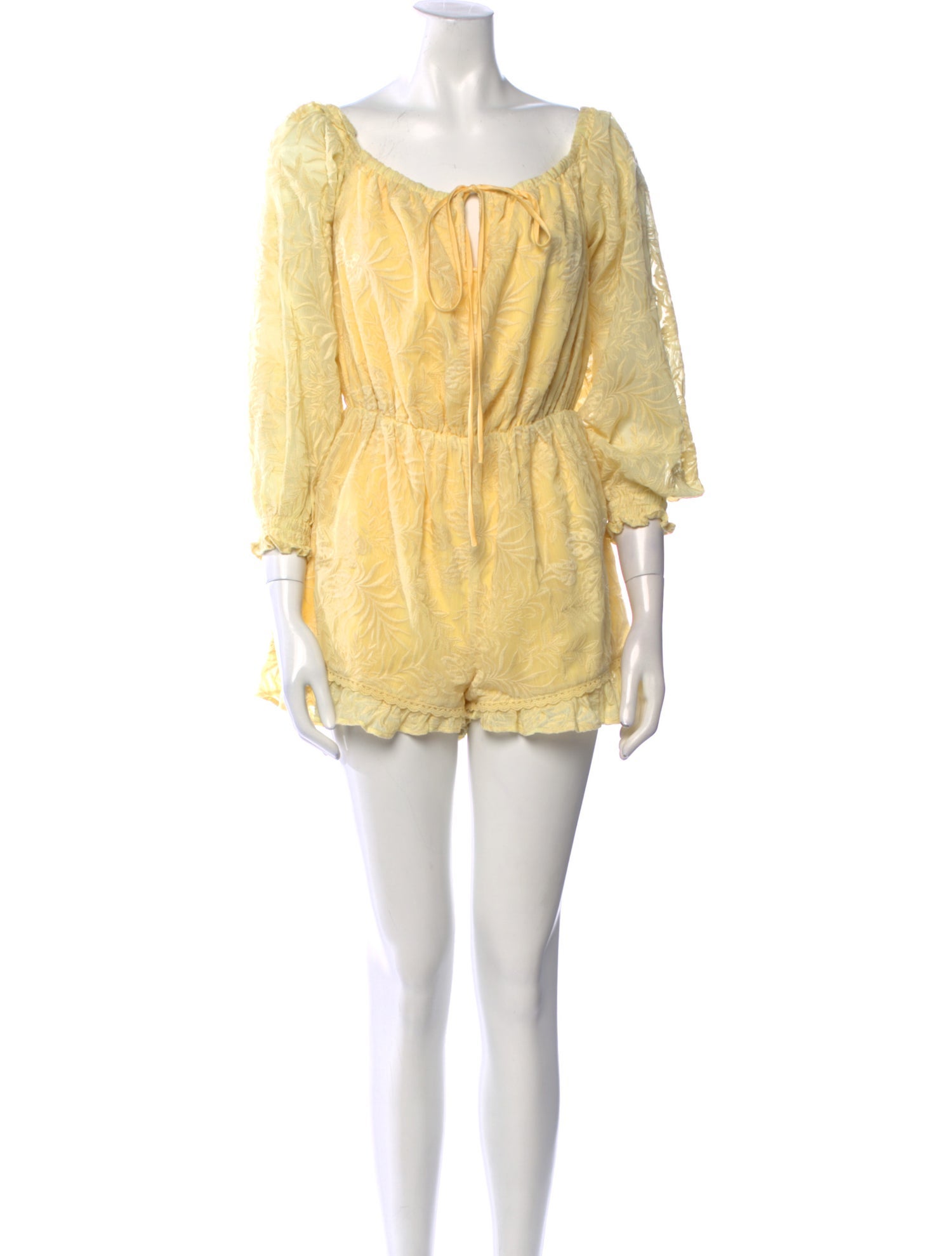 Tularosa Lace Pattern Bateau Neckline Romper