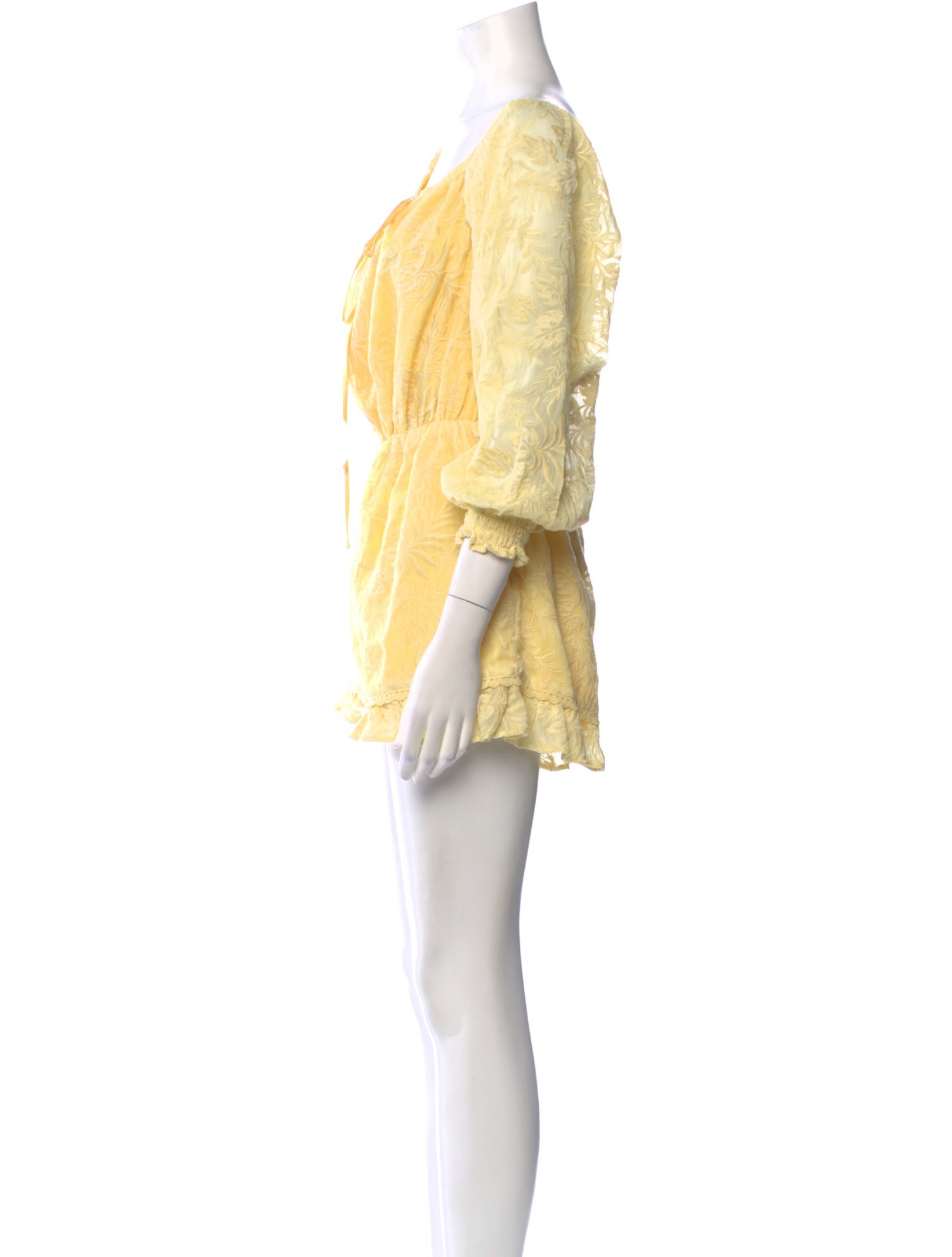 Tularosa Lace Pattern Bateau Neckline Romper