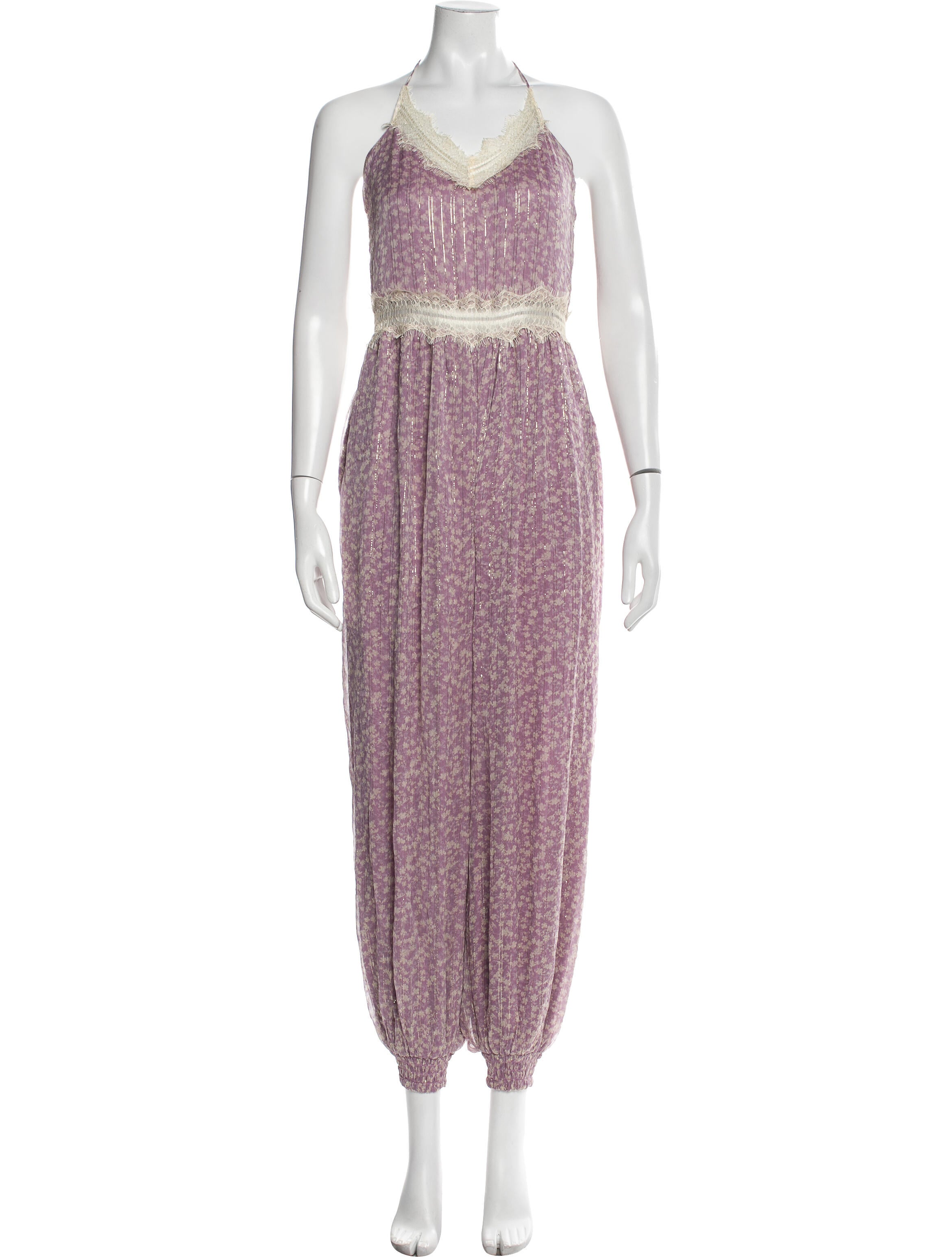 Tularosa Floral Print V-Neck Jumpsuit