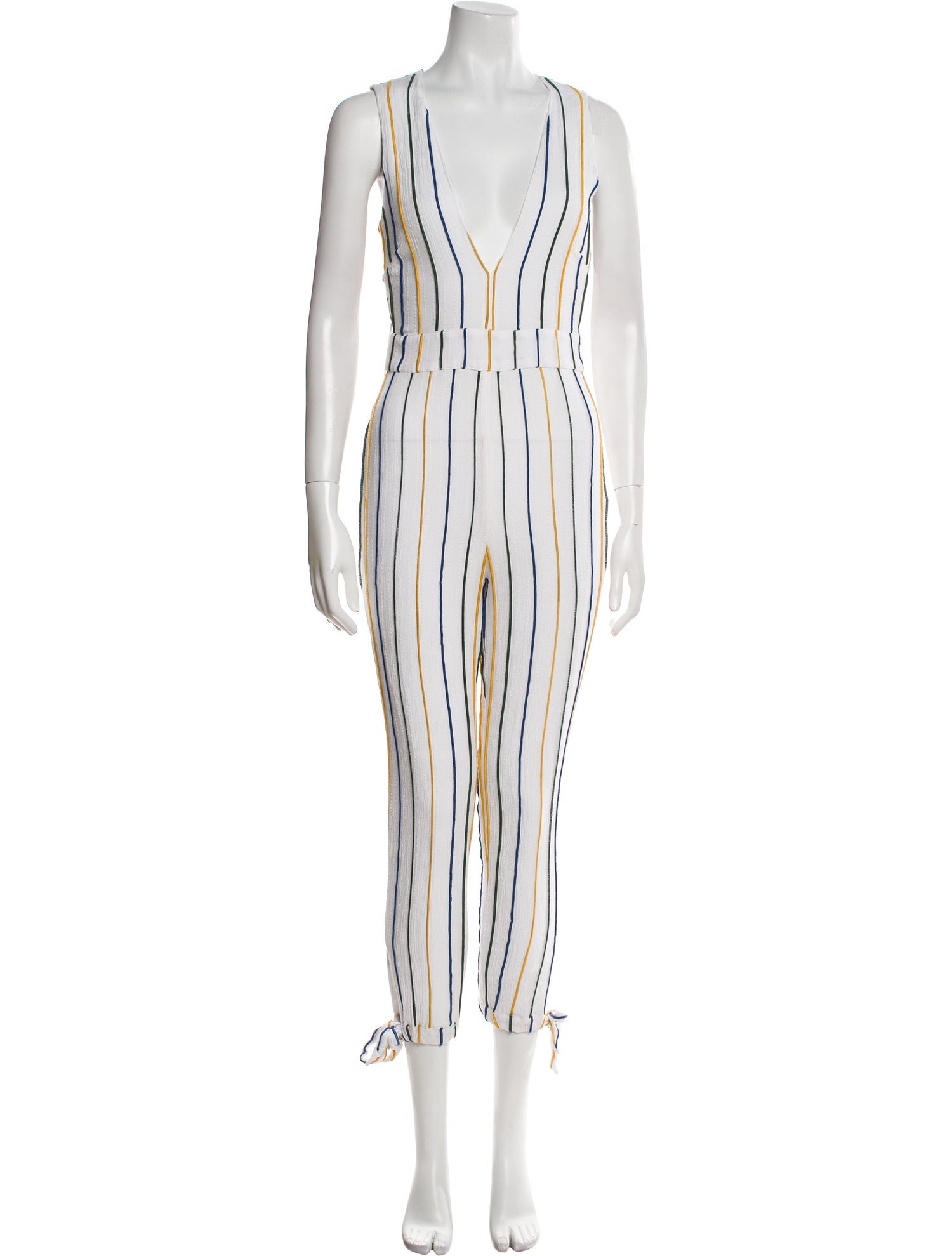 Tularosa Striped Plunge Neckline Jumpsuit
