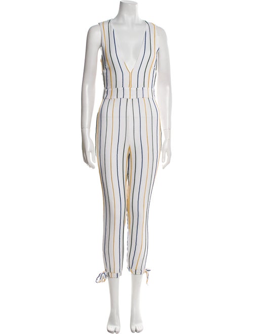 Tularosa Striped Plunge Neckline Jumpsuit