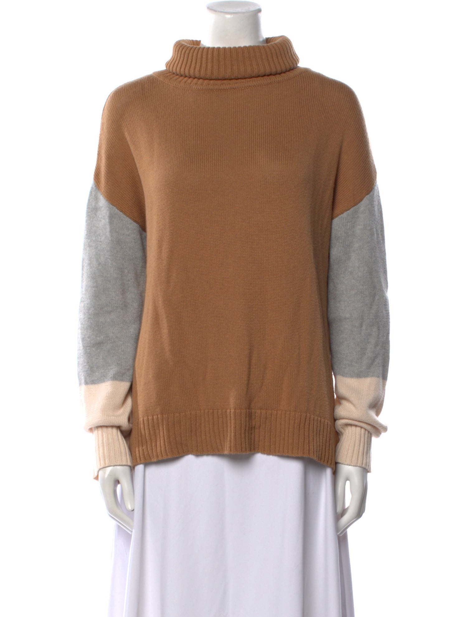 Tularosa Colorblock Pattern Turtleneck Sweater