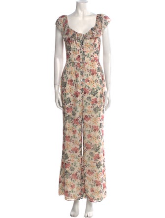 Tularosa Floral Print Scoop Neck Jumpsuit