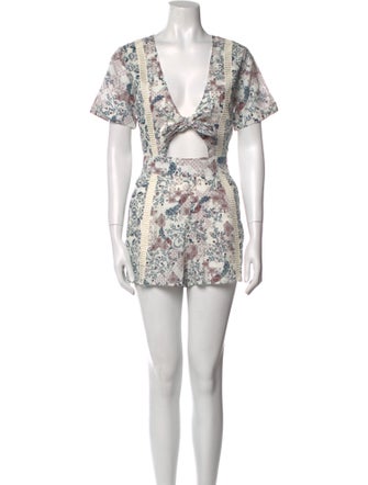 Tularosa Floral Print V-Neck Romper