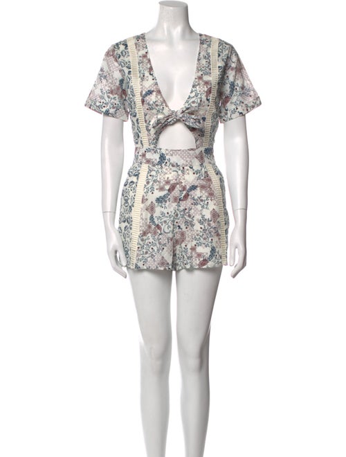 Tularosa Floral Print V-Neck Romper