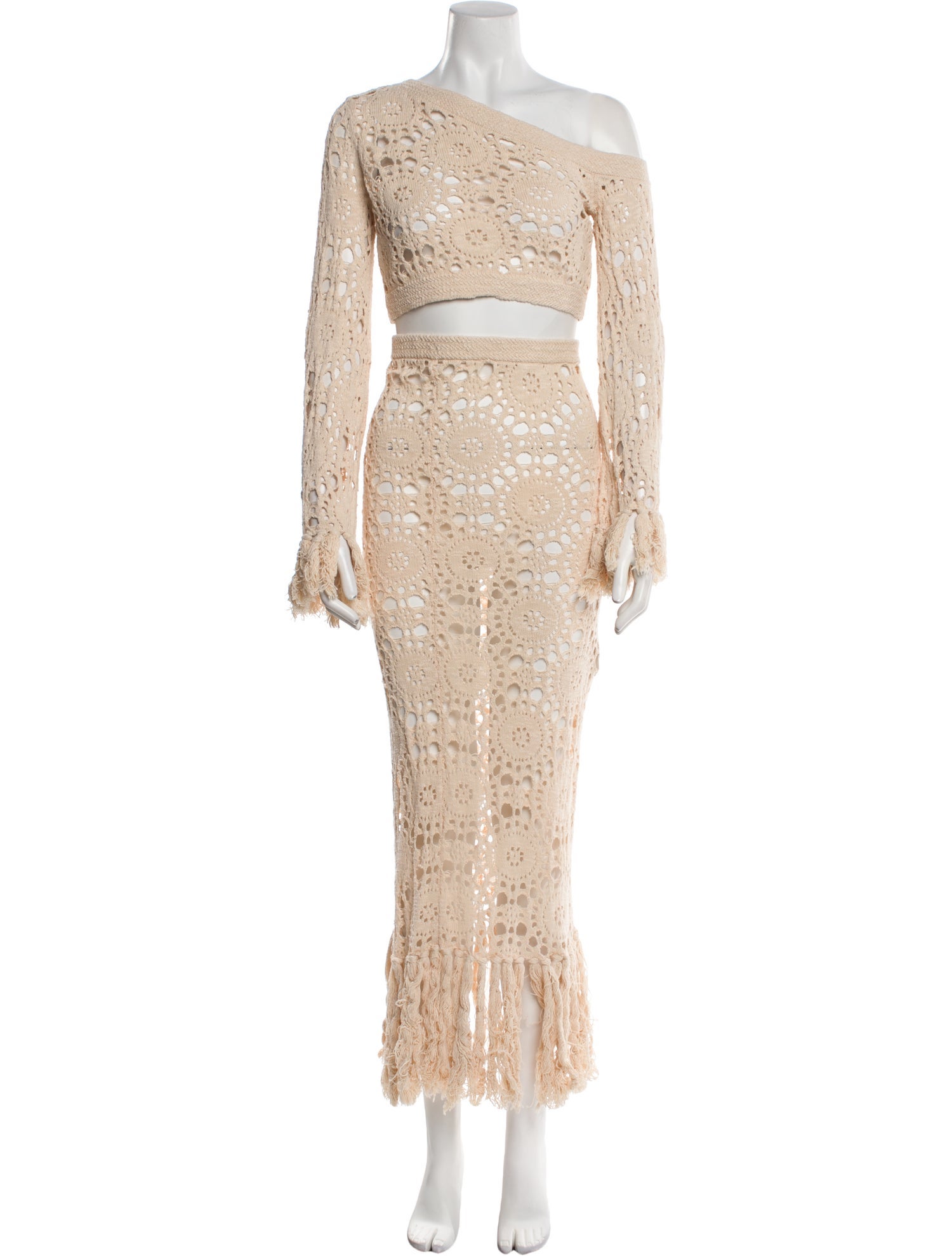 Tularosa Lace Pattern Fringe Trim Accent Skirt Set