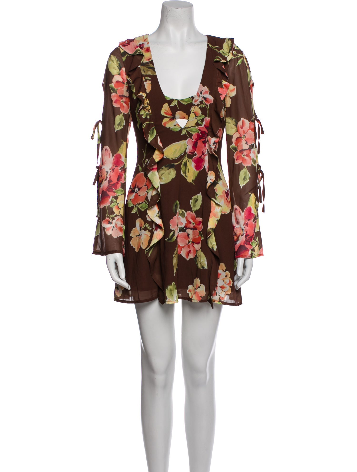 Tularosa Floral Print Bow Accents Dress Set
