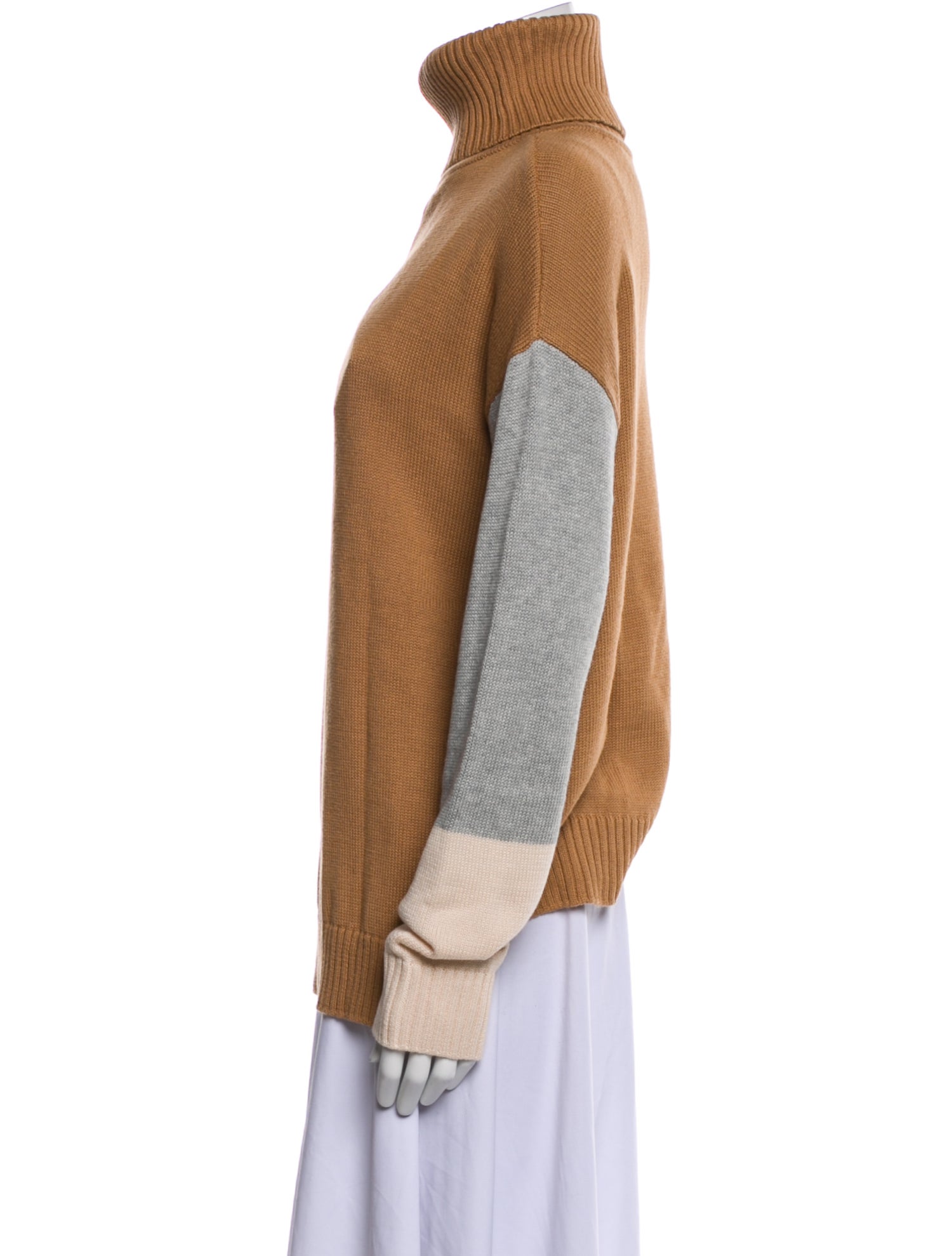 Tularosa Colorblock Pattern Turtleneck Sweater