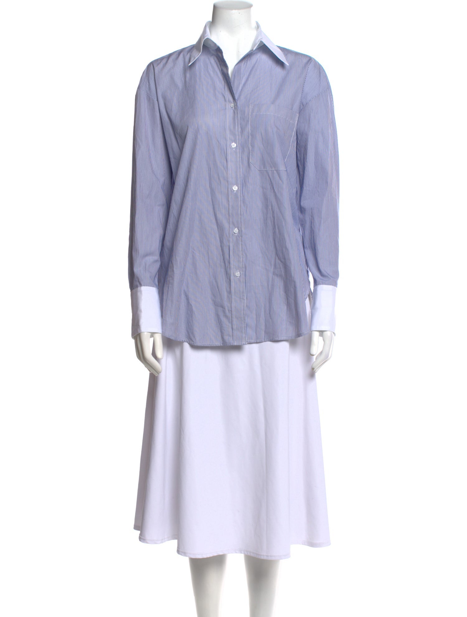 TWP Striped Long Sleeve Button-Up Top