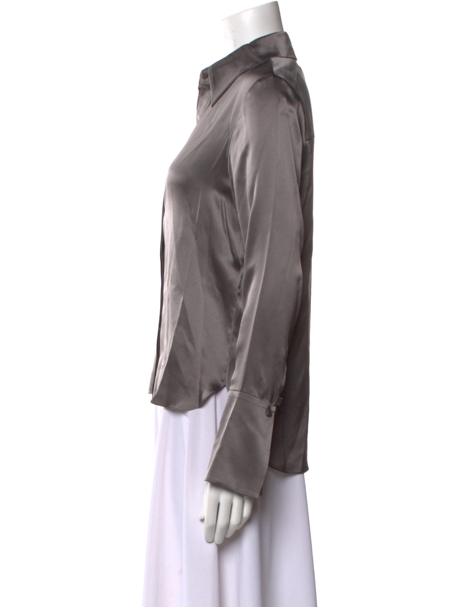 TWP Silk V-Neck Button-Up Top