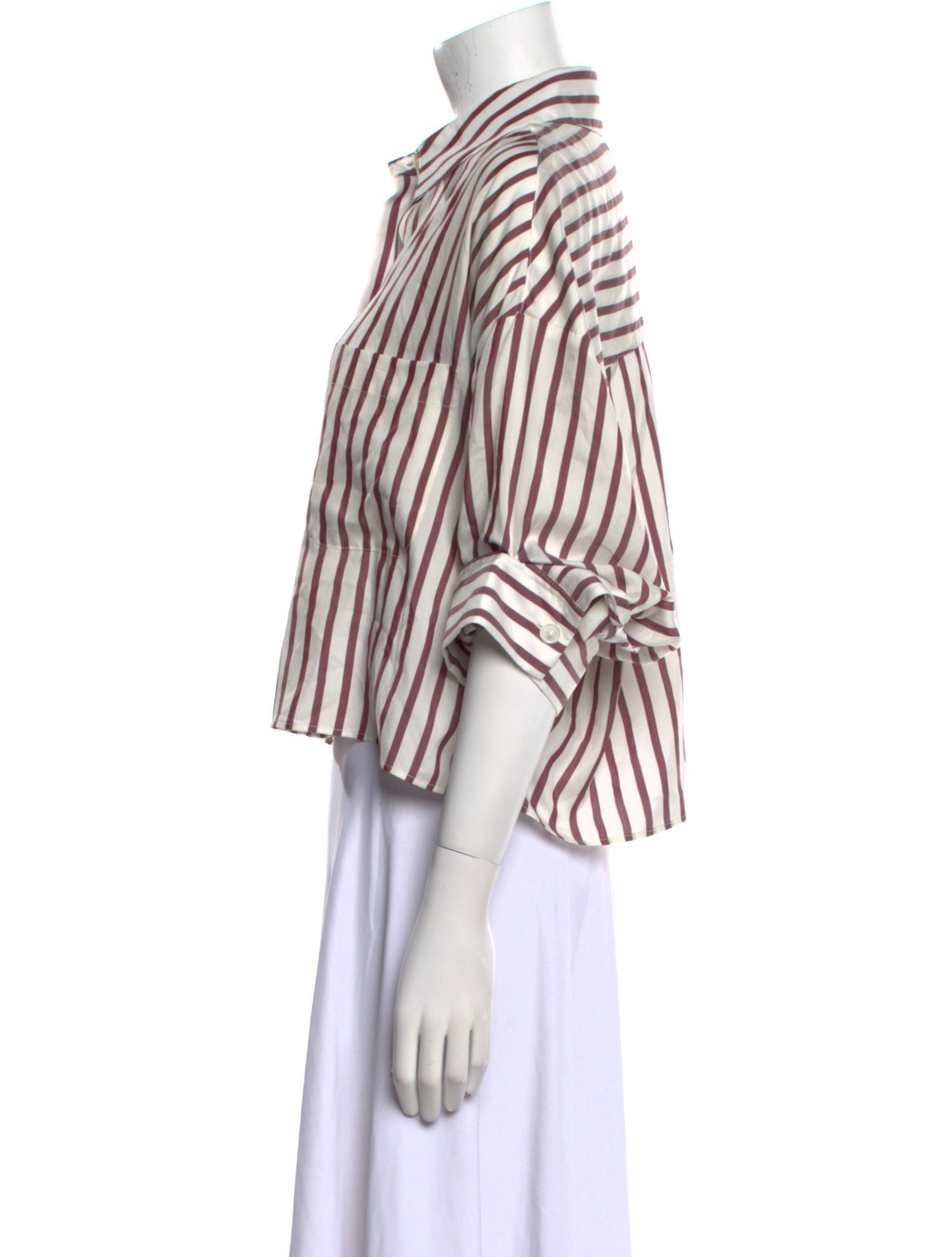 TWP Silk Striped Button-Up Top