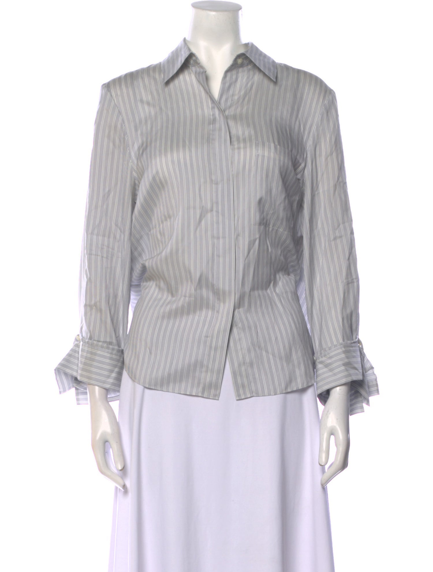 TWP Silk Striped Button-Up Top