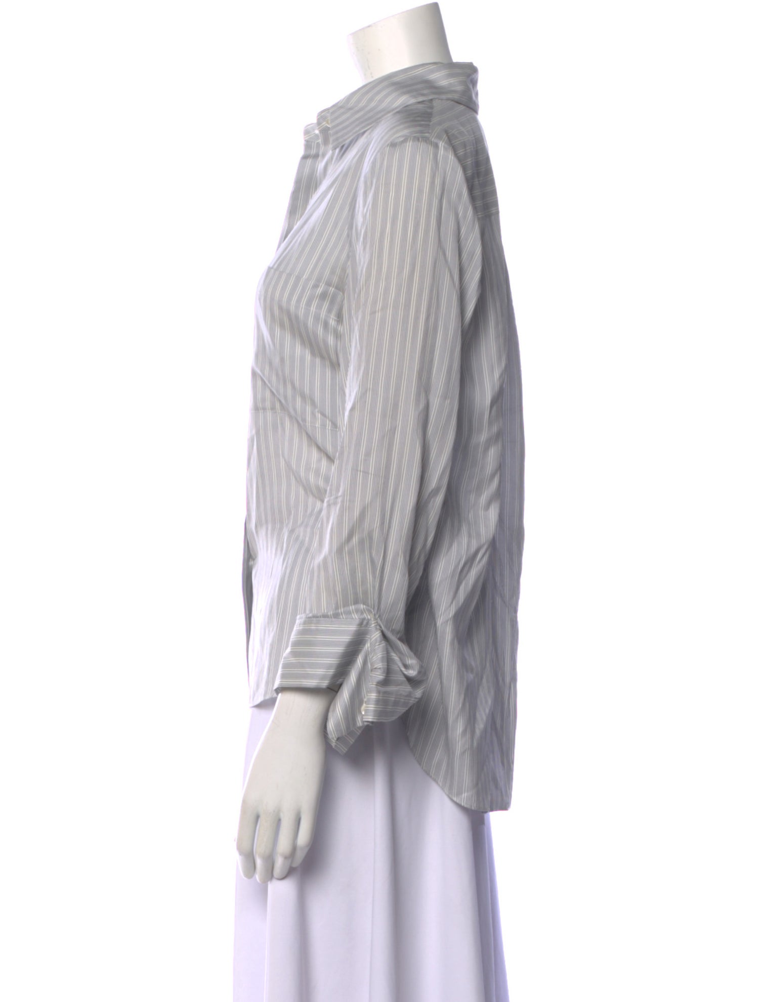 TWP Silk Striped Button-Up Top