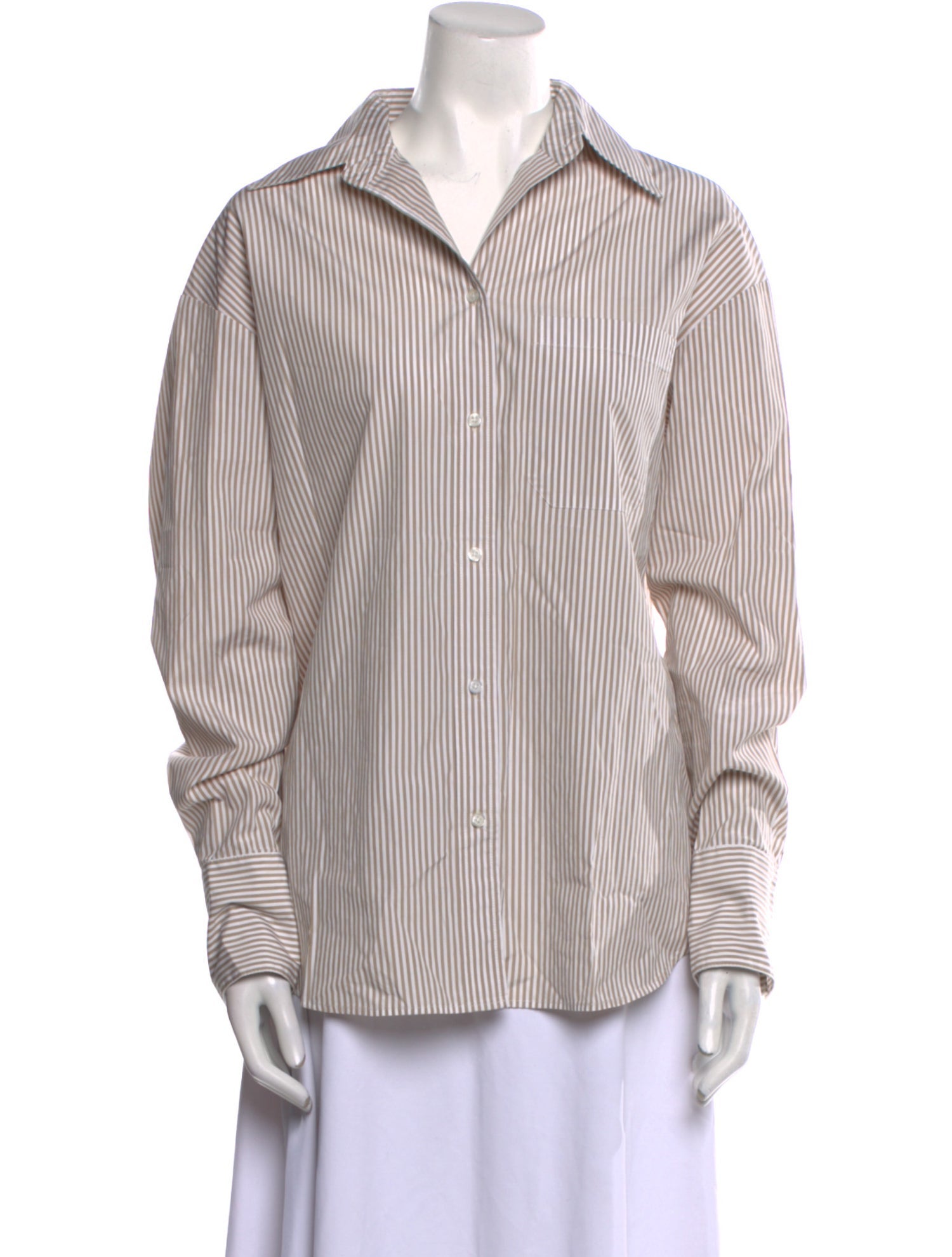 TWP Striped Long Sleeve Button-Up Top
