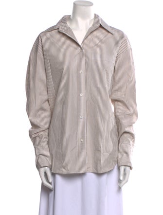 TWP Striped Long Sleeve Button-Up Top