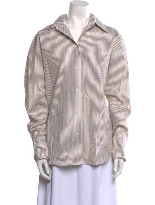 TWP Striped Long Sleeve Button-Up Top