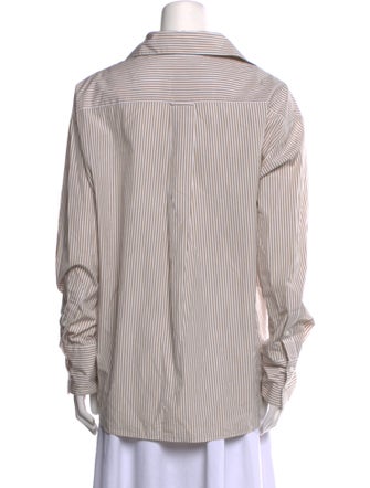 TWP Striped Long Sleeve Button-Up Top