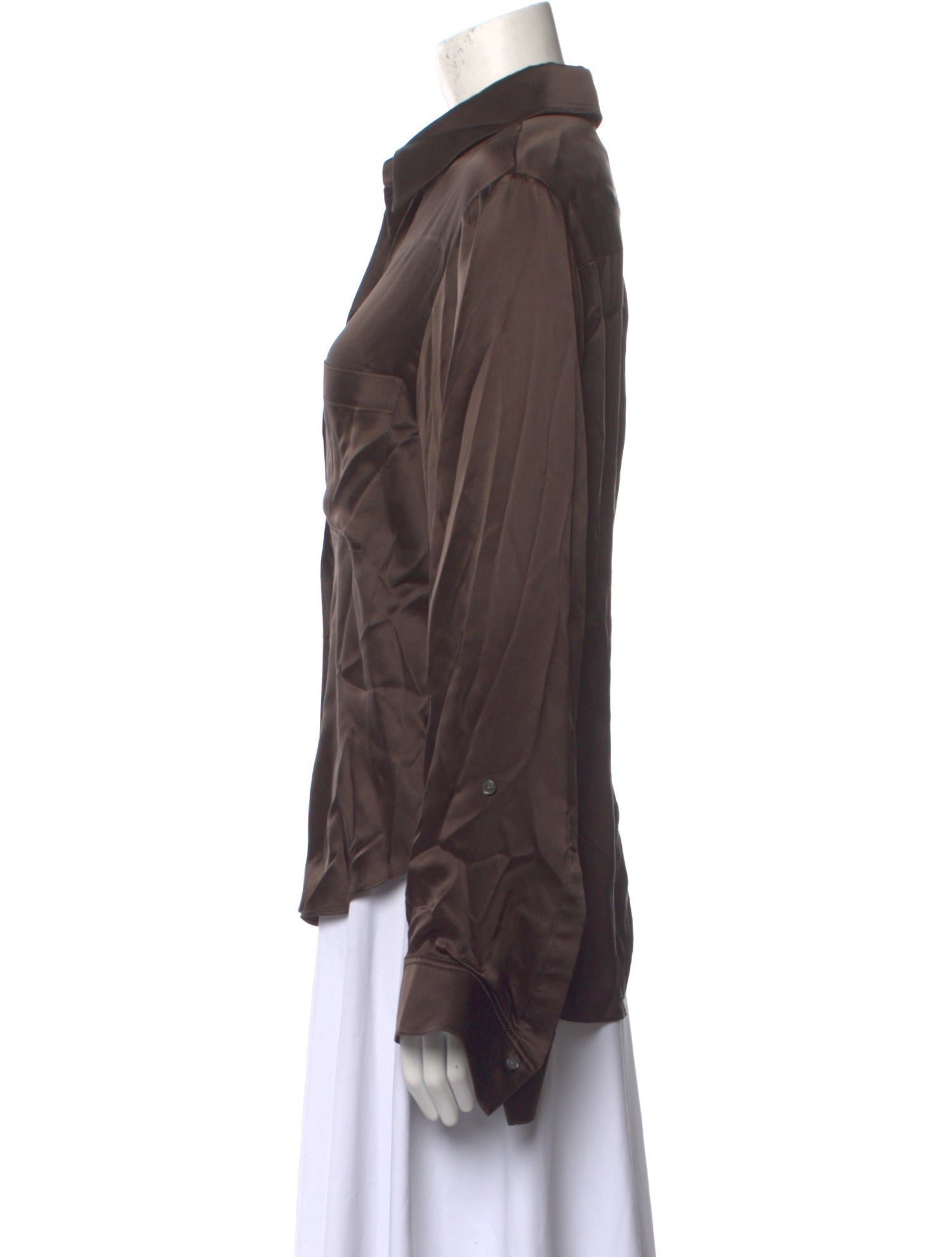 TWP Silk Long Sleeve Button-Up Top