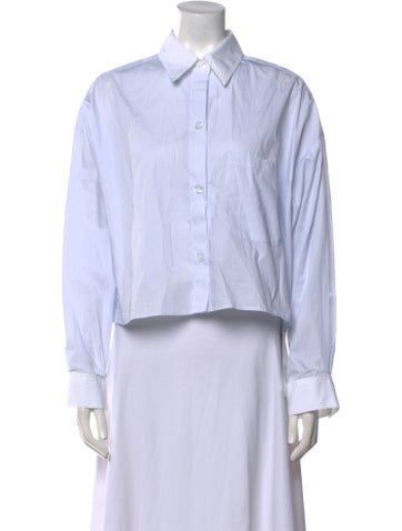 TWP Tops Striped Long Sleeve Button-Up Top L