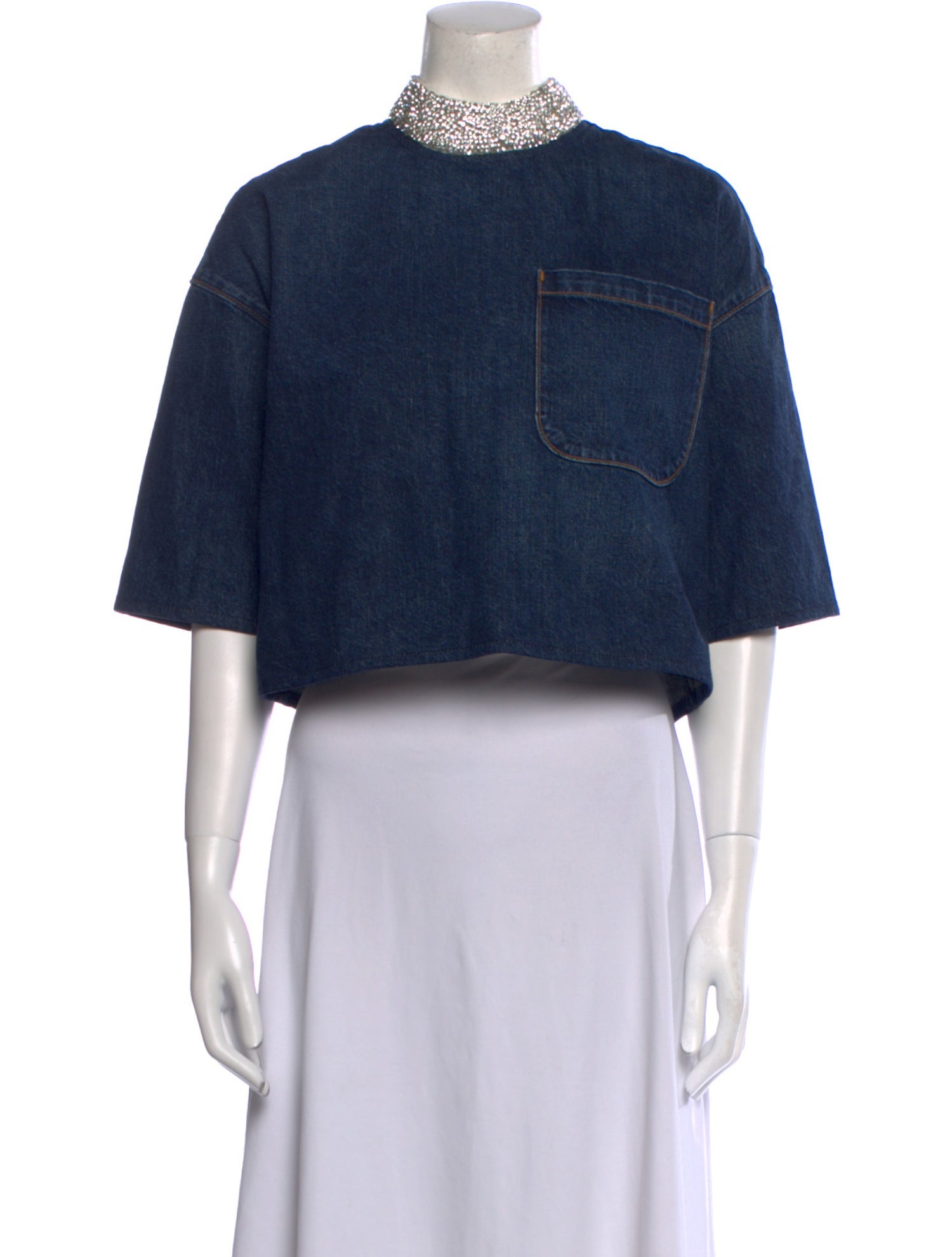 TWP Mock Neck Short Sleeve Crop Top