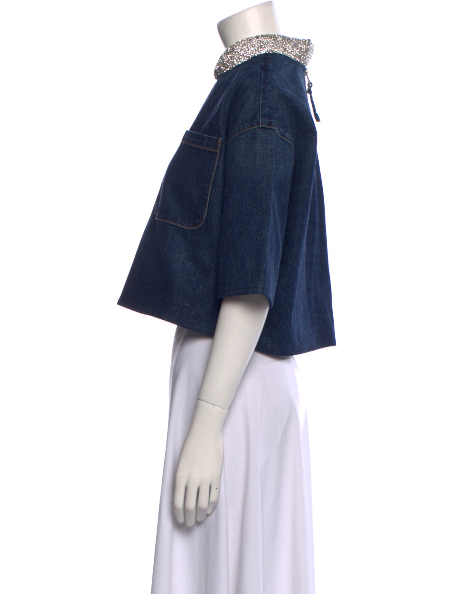 TWP Mock Neck Short Sleeve Crop Top