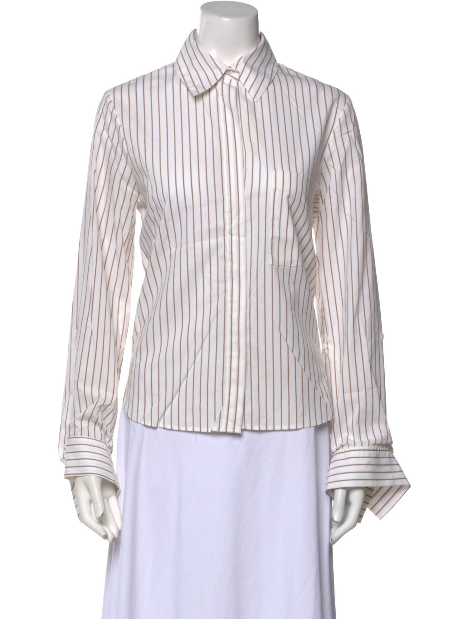 TWP Striped Long Sleeve Button-Up Top