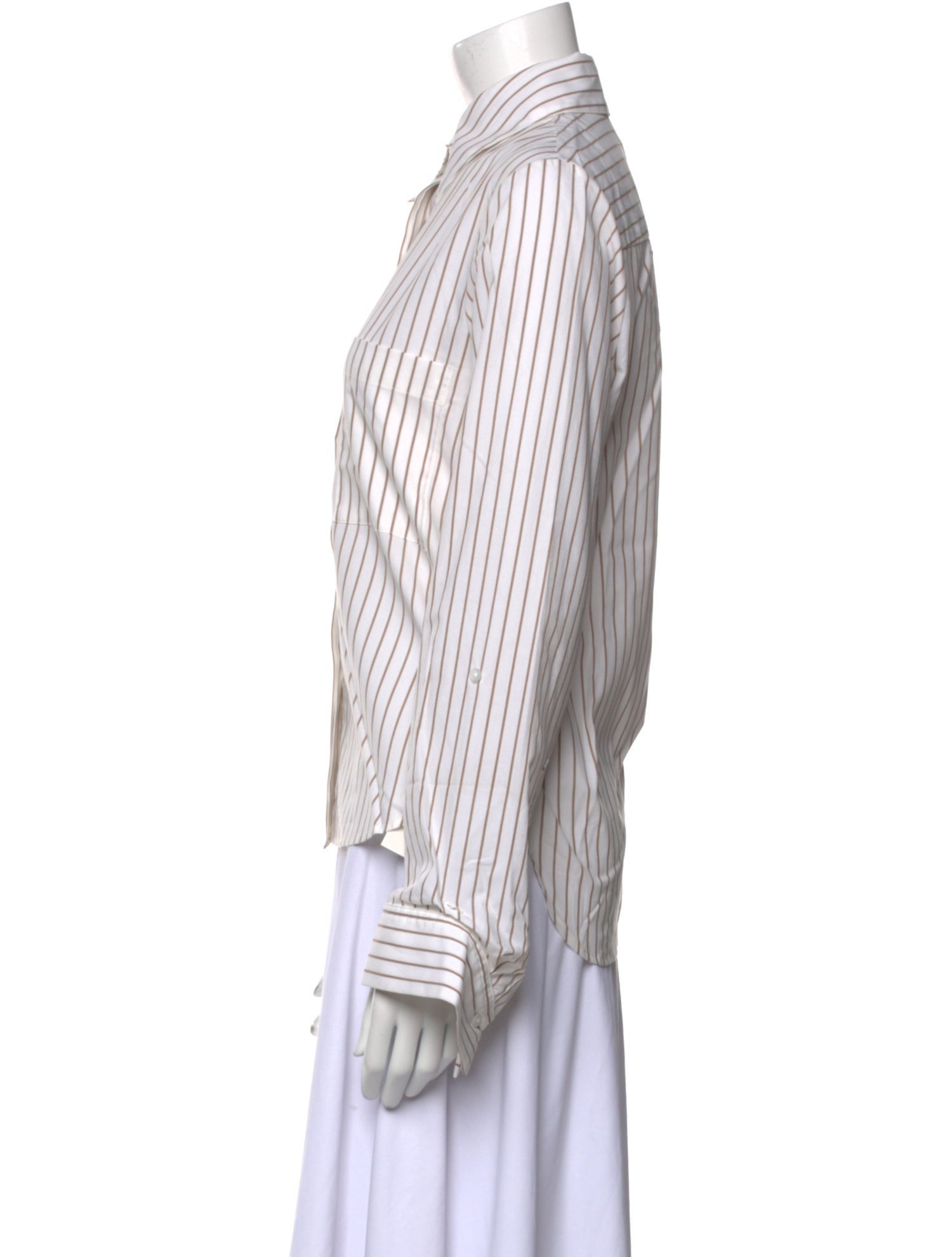 TWP Striped Long Sleeve Button-Up Top