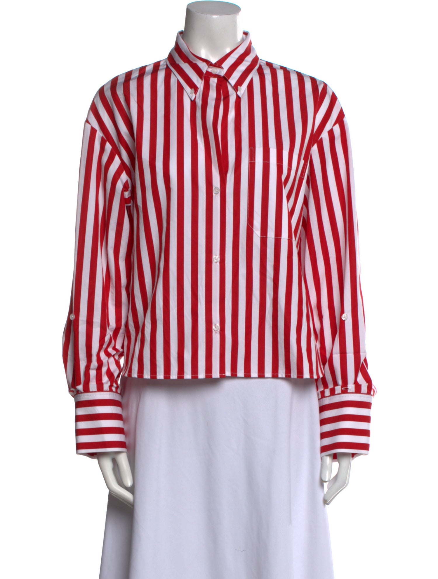 TWP Striped Long Sleeve Button-Up Top