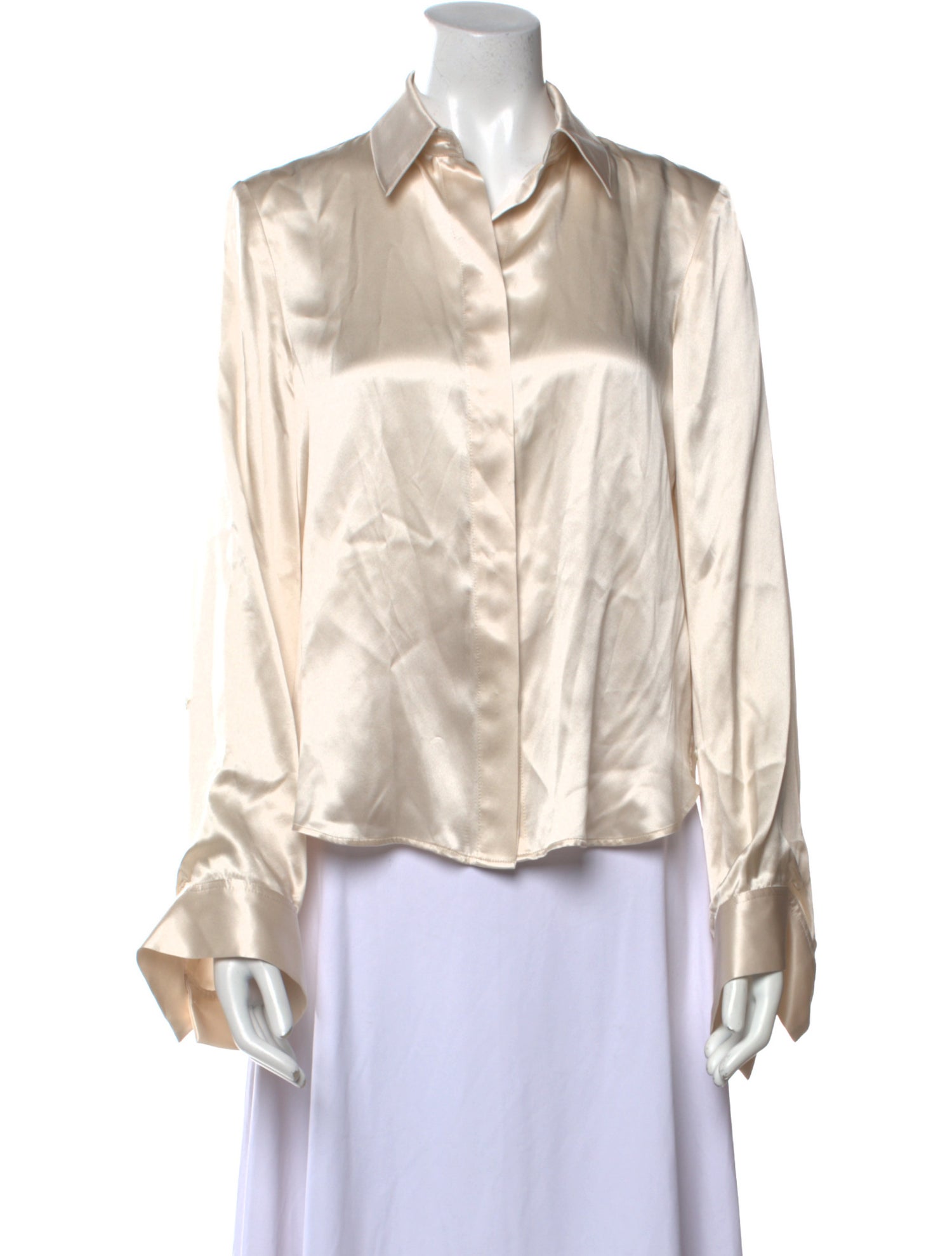 TWP Silk Long Sleeve Button-Up Top