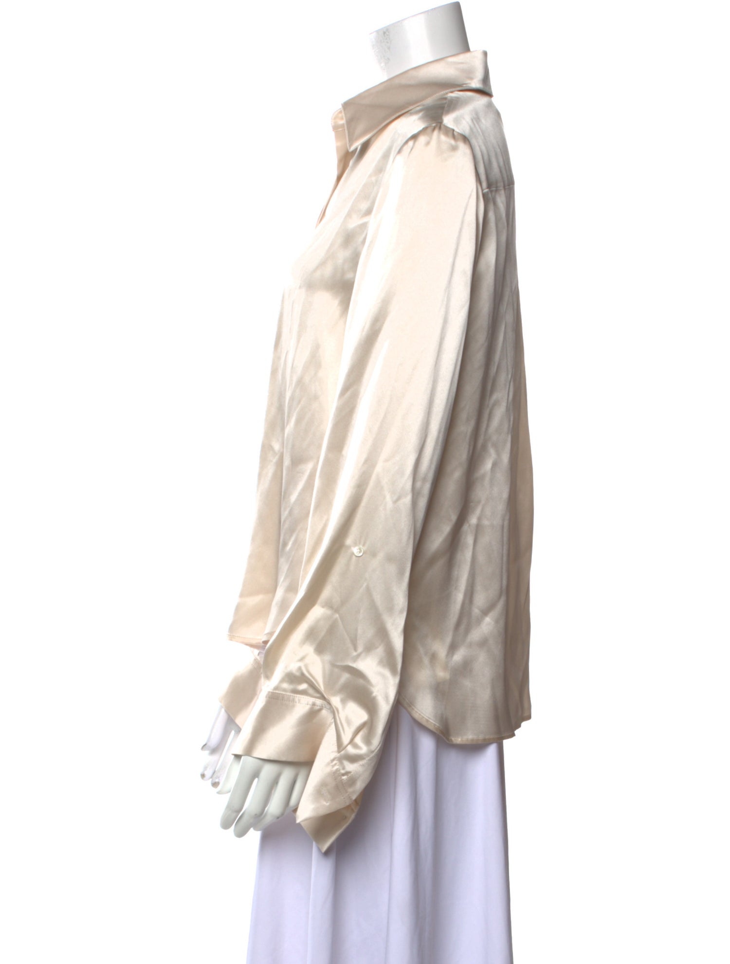 TWP Silk Long Sleeve Button-Up Top