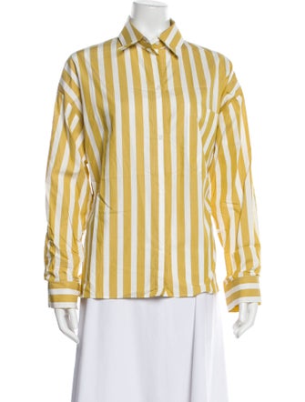 TWP Striped Long Sleeve Button-Up Top