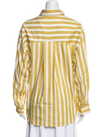 TWP Striped Long Sleeve Button-Up Top