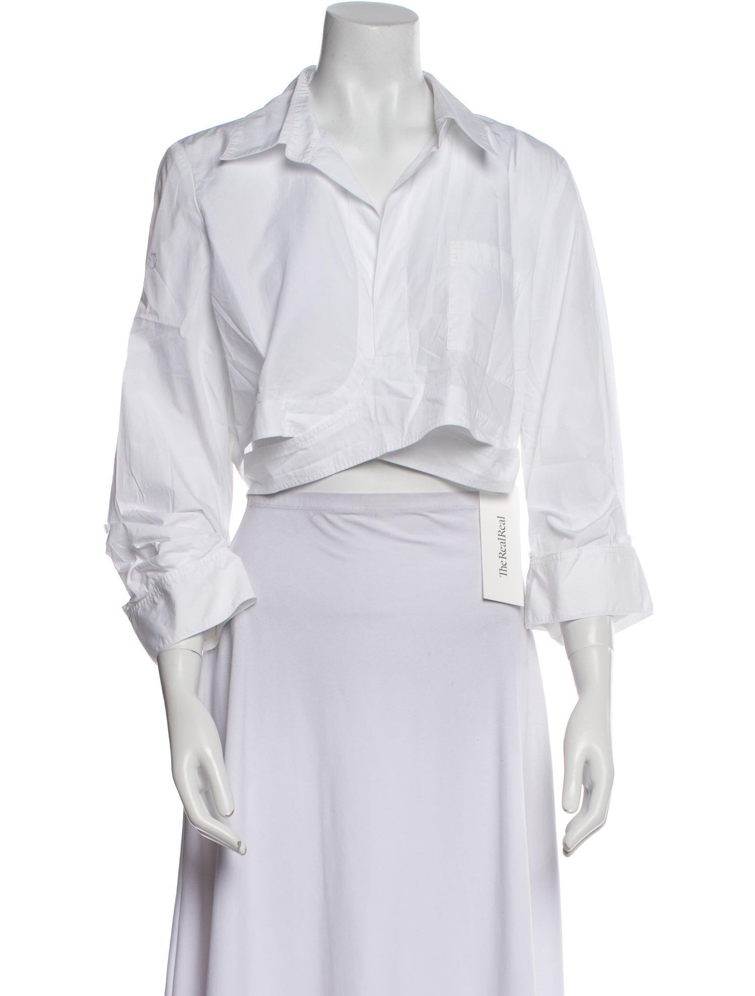 TWP V-Neck Three-Quarter Sleeve Crop Top