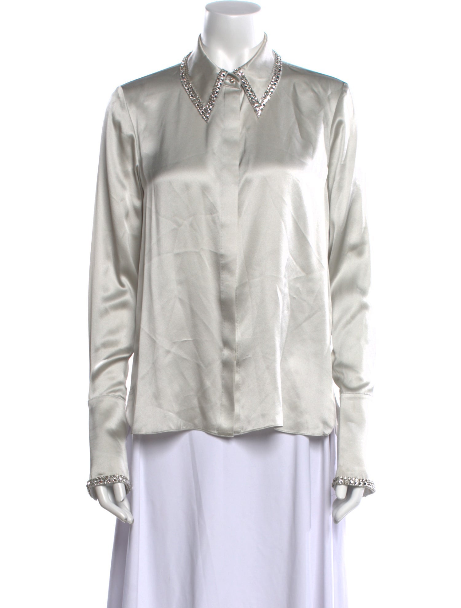 TWP Silk Long Sleeve Button-Up Top