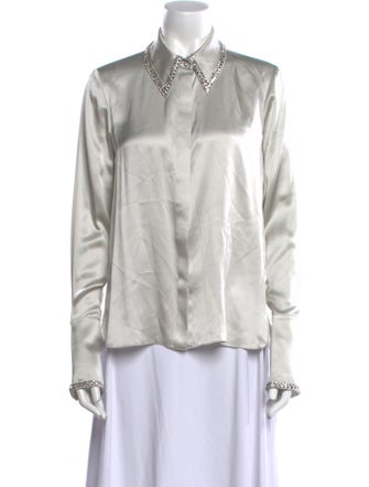 TWP Silk Long Sleeve Button-Up Top