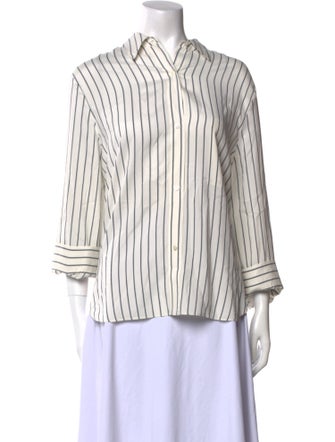 TWP Silk Striped Button-Up Top