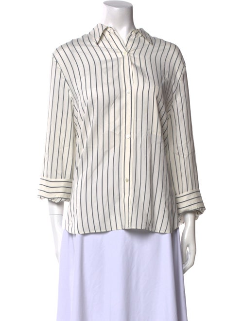TWP Silk Striped Button-Up Top